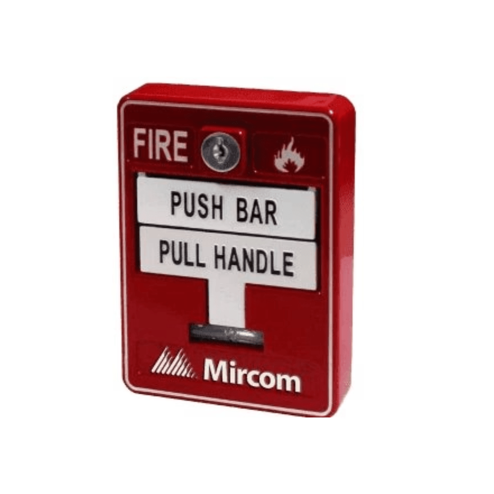 Mircom MS-710U fire alarm control panel with keypad and display, mounted on wall, used for building fire safety systems