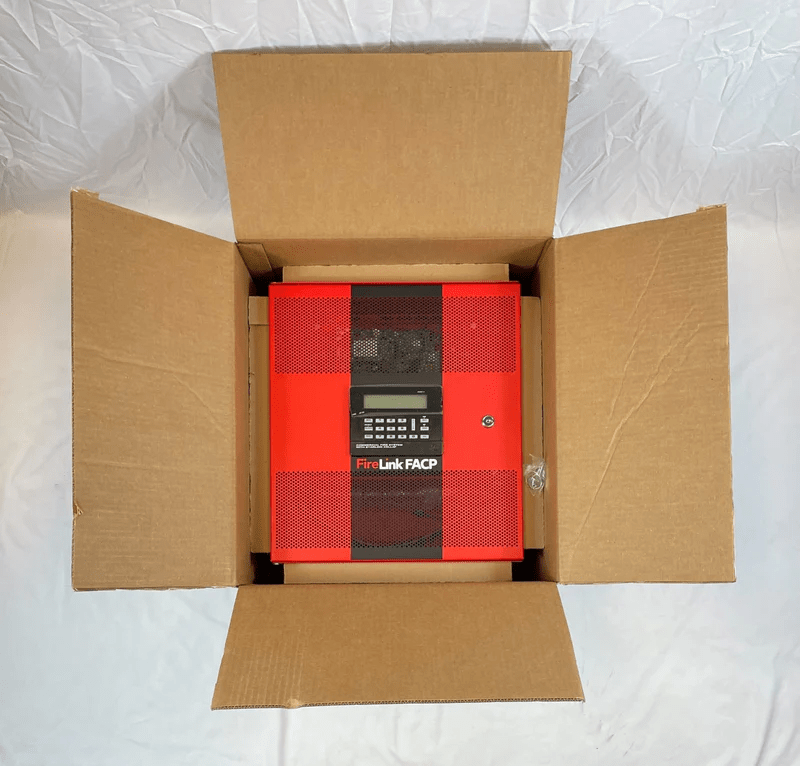 Napco FL-32FACP-LTEVS security alarm panel with keypad and indicator lights, designed for home security systems.