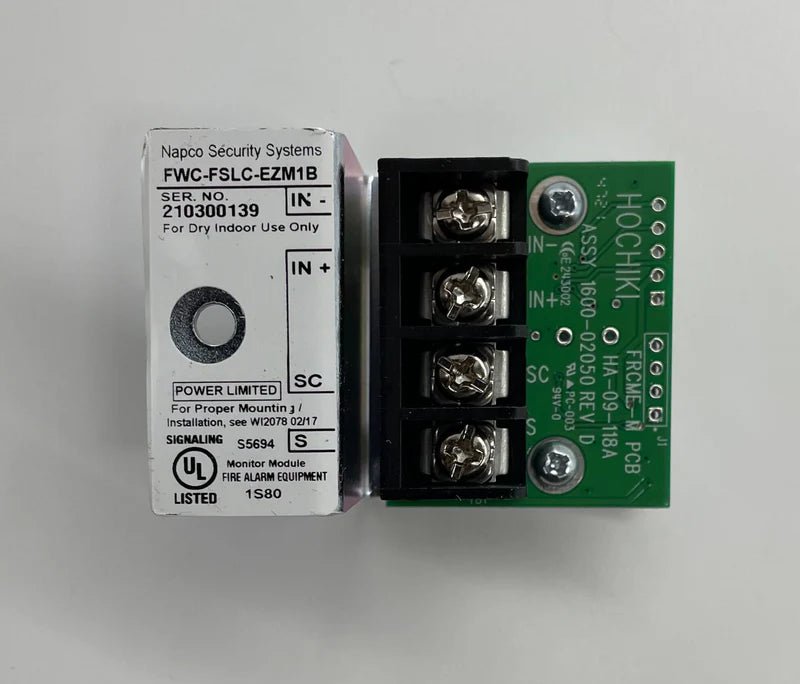 Napco FWC-FSLC-EZM1B security system control panel with LED indicators and keypad for home or business security.