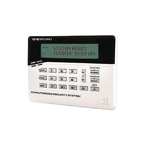 Napco GEM-RP1CAE2 security alarm control panel with digital display and keypad for home or business security systems.