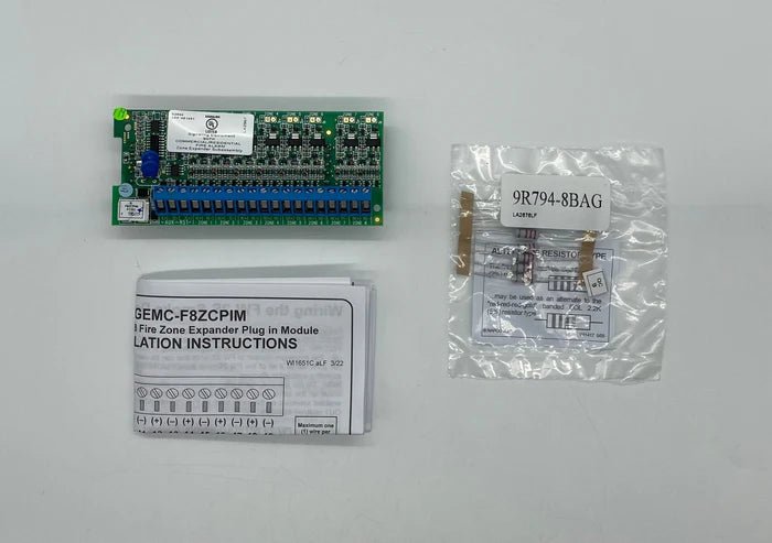 Napco GEMC-F8ZCPIM security system module for Jem Systems Canada, showing the compact black device with labeled ports and connectors.