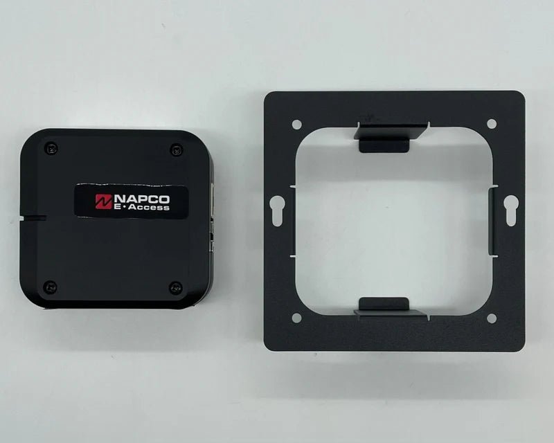 Napco NAE-1DC Jem Systems security alarm control panel with keypad and display in a sleek black finish.
