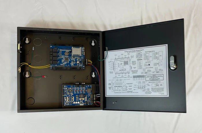Napco NAE-4DMPL alarm control panel with digital display and keypad for security system management.
