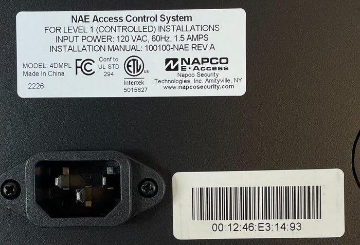 Napco NAE-4DMPL alarm system keypad with digital display and control buttons for security management.