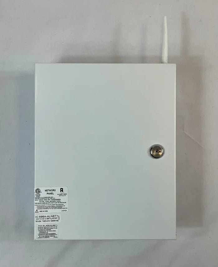Napco NetworxPanel security control panel with multiple wiring connections and digital display for alarm system management