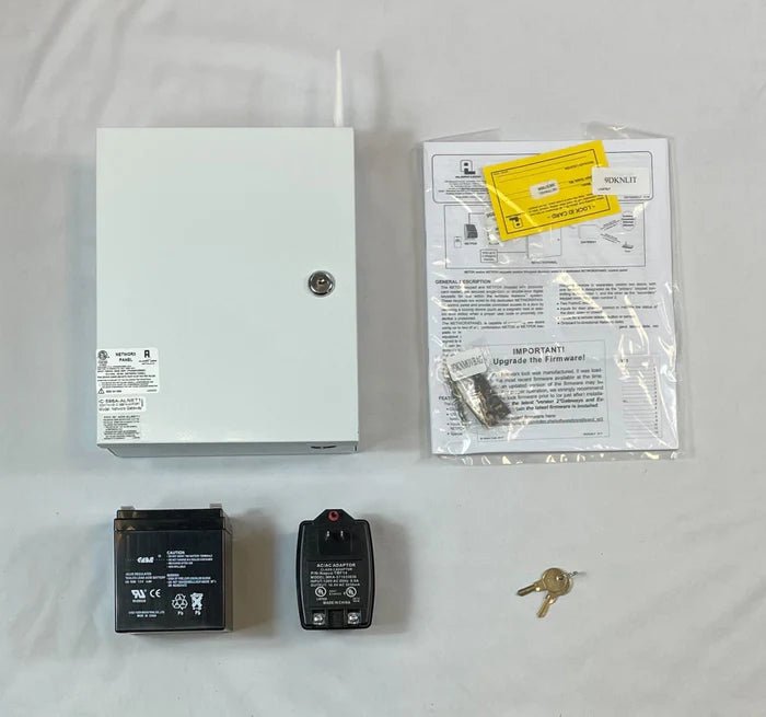 Napco NETWORXPANEL security alarm control panel with multiple connection ports and interface buttons for home or business security.