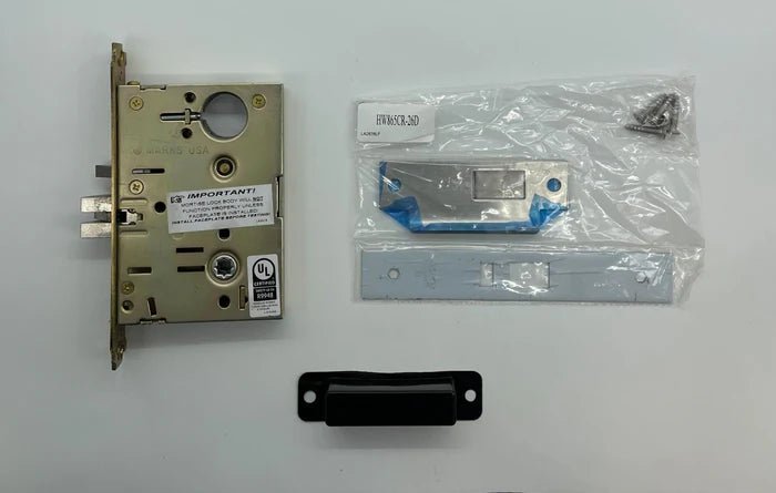 Napco PDL6600CRL/26D digital door lock with keypad and black finish, installed on a door with modern hardware