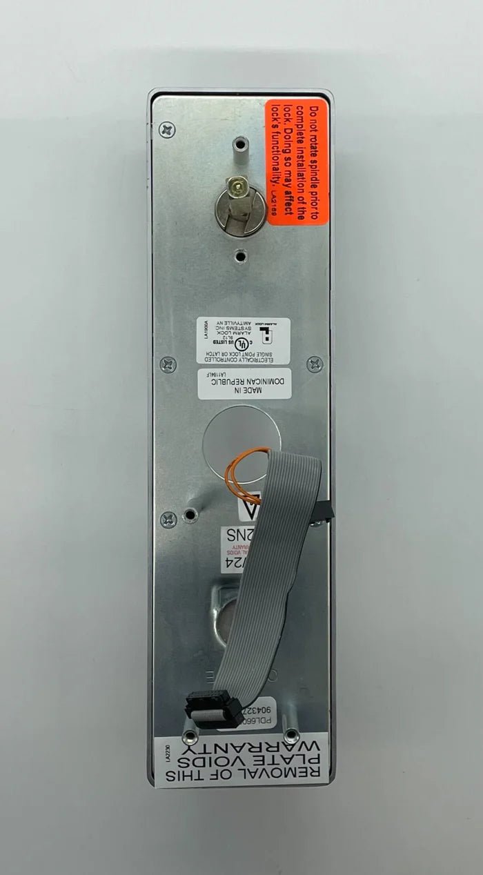 Napco PDL6600CRL/26D digital lock with keypad and keycard reader, installed on a modern door for secure access.