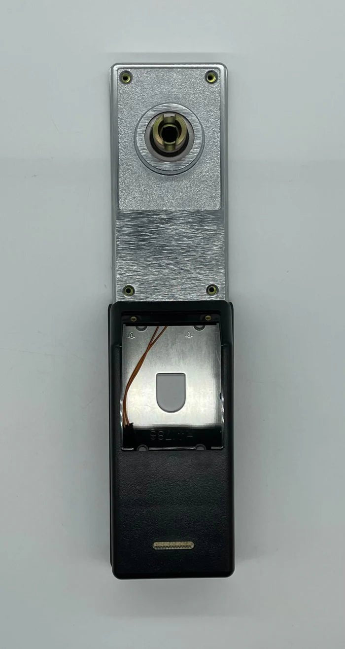 Napco PDL6600CRR/26D digital door lock with keypad and handle, installed on a modern door for secure access.