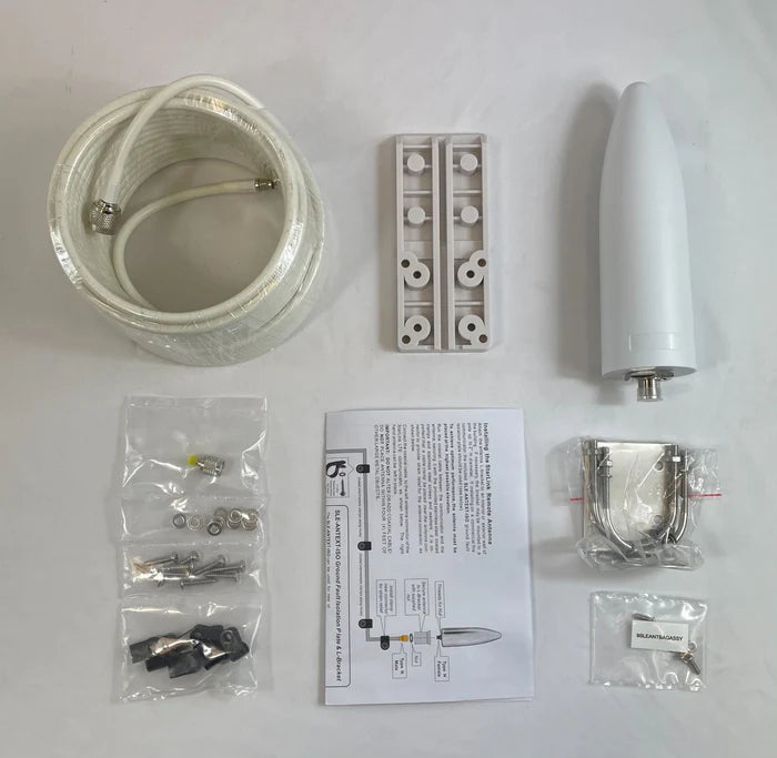 Napco SLE-ANTEXT30 extended-range antenna for improved signal reception, shown in black with mounting hardware.