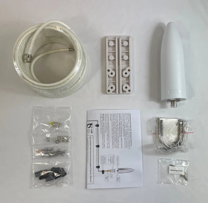 Napco SLE-ANTEXT50 security alarm system antenna with black cable and connector for reliable wireless communication.