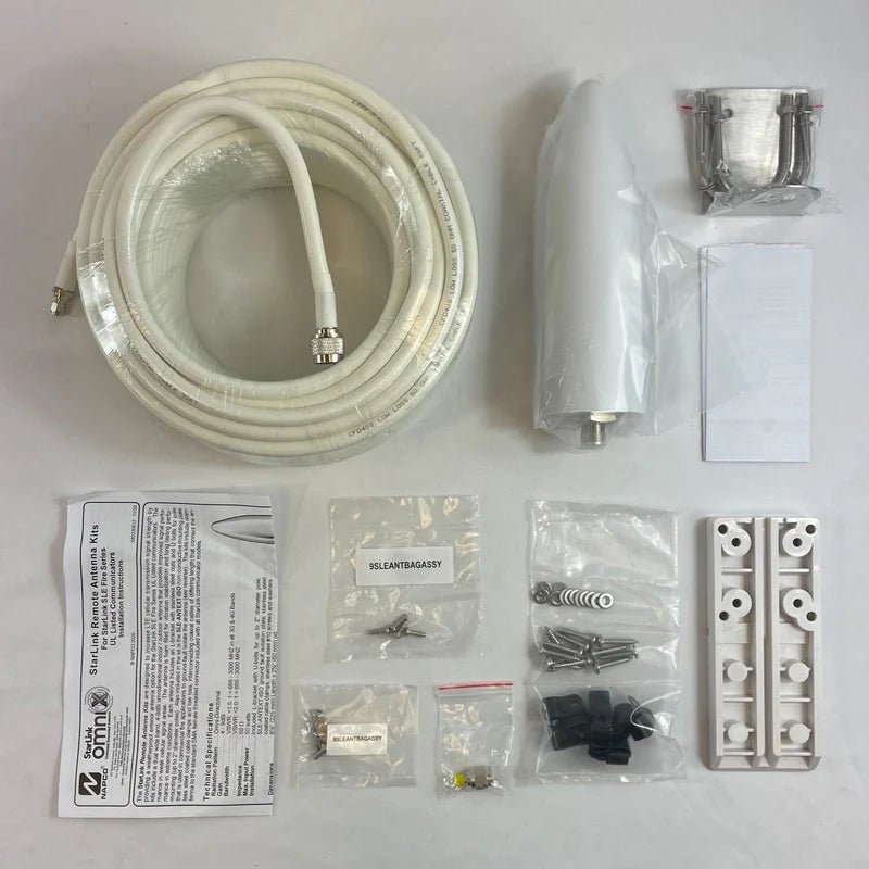 Napco SLE-ANTEXT75 security system antenna with mounting components, designed for reliable wireless signal transmission