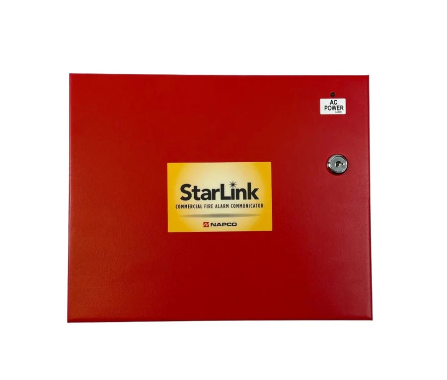 Napco SLE-LTEV-CFB-PS security alarm panel with keypad and display for home security systems.