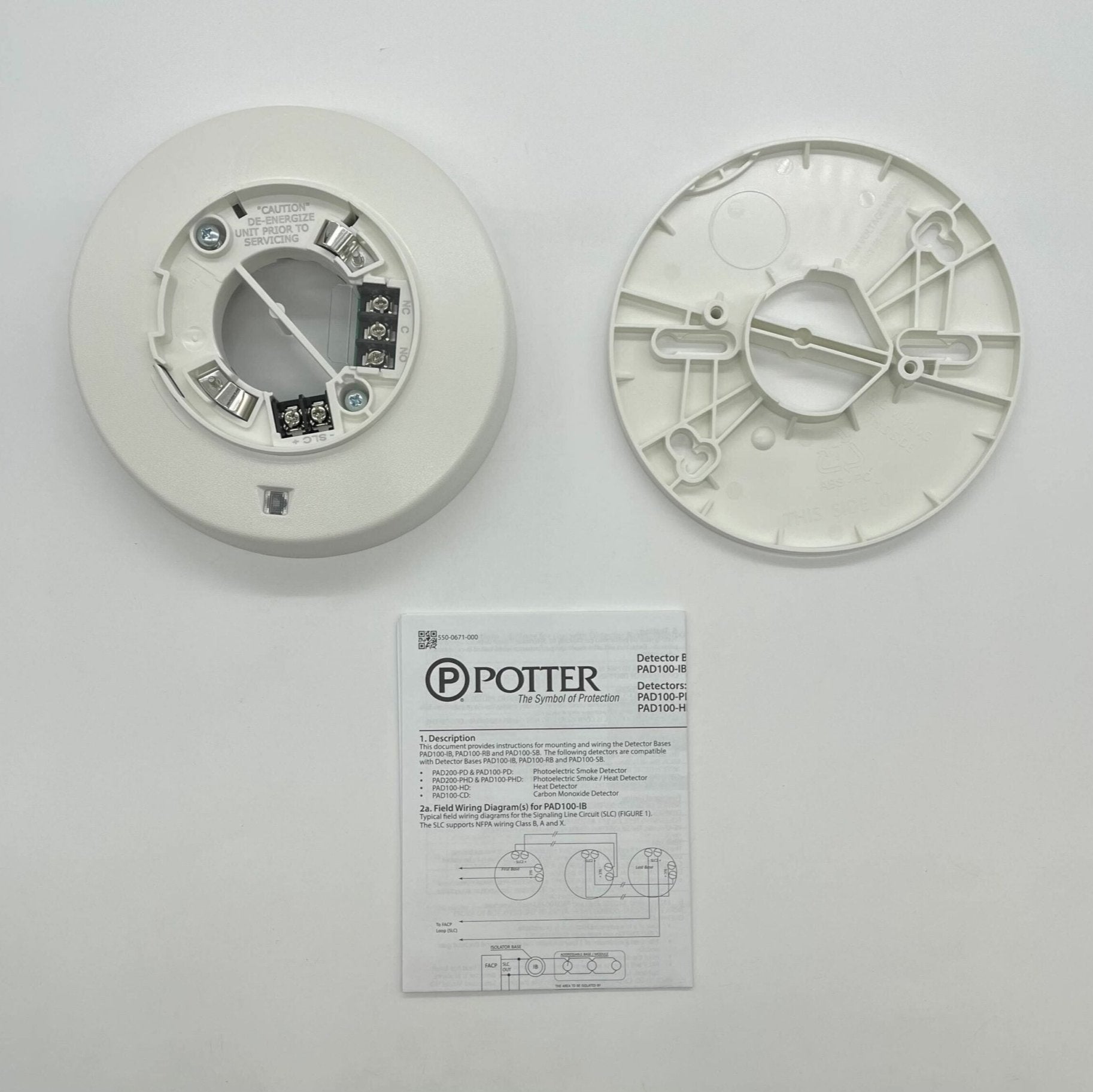 Potter PAD100-RB Jem Systems Canada alarm panel with digital display and control buttons on a white background