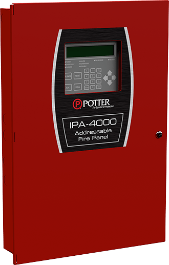 Potter IPA-4000 industrial power amplifier with control knobs and display, used for professional audio amplification.