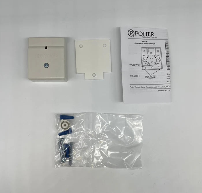 Potter HUB-M electronic hub with multiple ports, shown on a white background, designed for efficient data and power management.