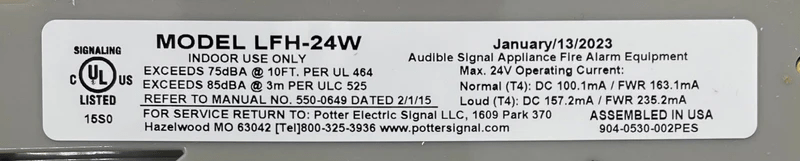 Potter LFH-24W Jem Systems Canada logo on a white background, showcasing the brand's official product branding.