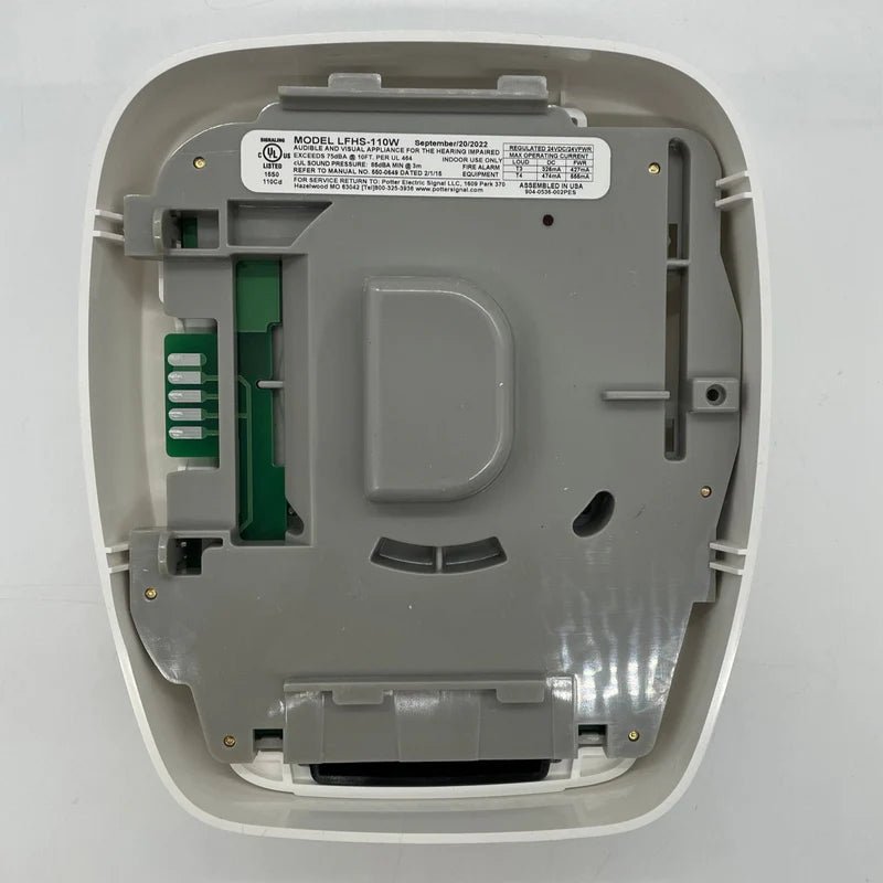 Potter LFHS-110W Jem Systems Canada industrial laser sensor with black and white body and control panel, close-up view