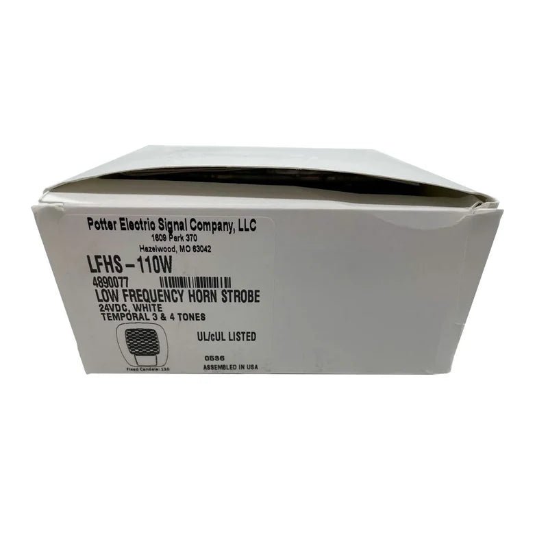 Potter LFHS-110W fire alarm sensor with Jem Systems Canada branding, showing the device's front view and operational features.