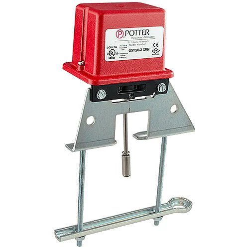 Potter OSYSU-2-CRH Jem Systems Canada electrical switch with red handle and white body, mounted on a wall.