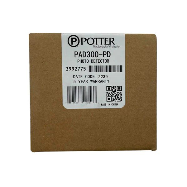 Potter PAD300-PD fire alarm control panel with digital display and control buttons, used for fire detection systems.