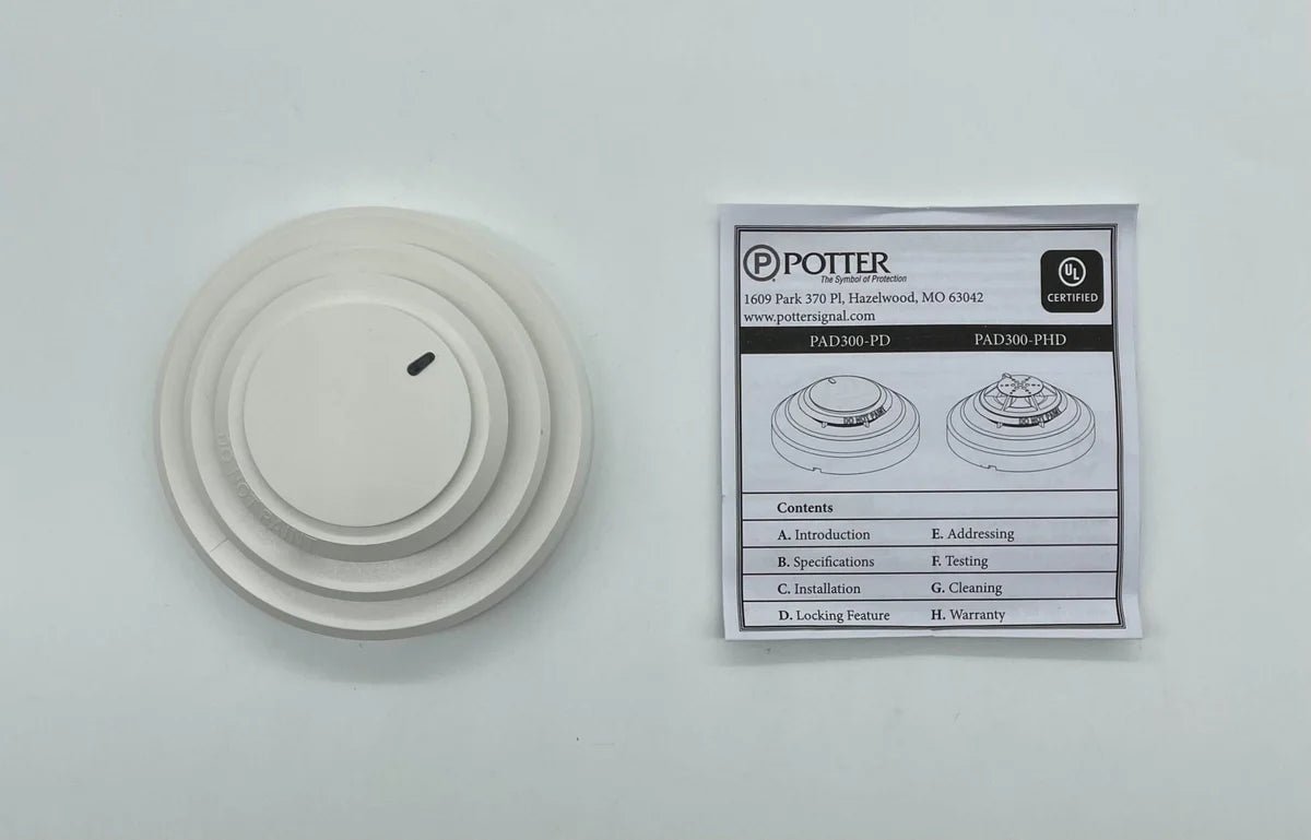 Potter PAD300-PD industrial portable alarm panel with LED display and control buttons, used for safety monitoring.