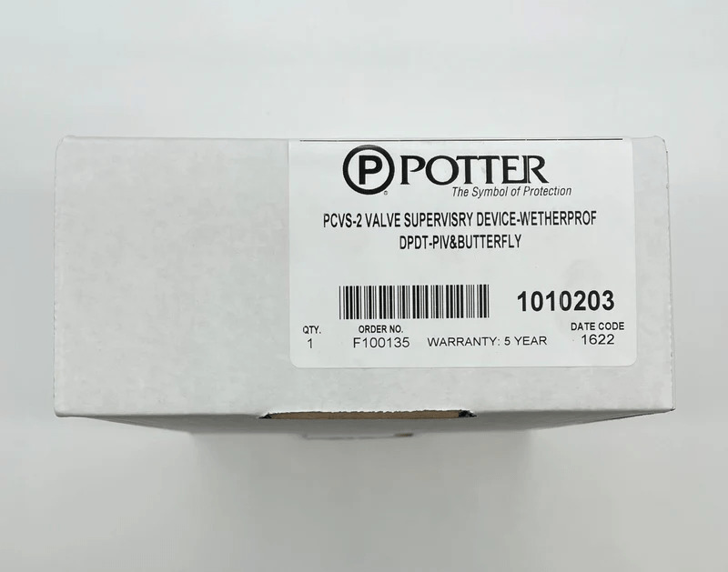 Potter PCVS-2 electrical valve control system with multiple digital display screens on a metallic panel.