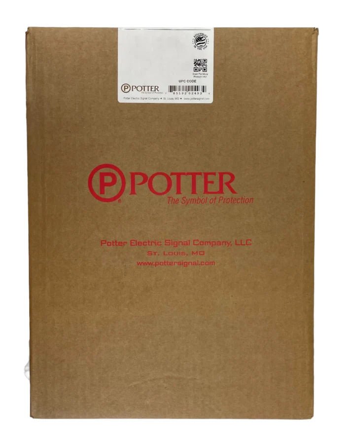 Potter PFC-4064 RB fire alarm control panel with digital display and control buttons, used in building security systems