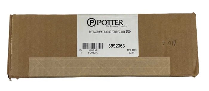 Potter PFC-4064 RB Jem Systems Canada alarm control panel mounted on a wall with indicator lights and buttons.