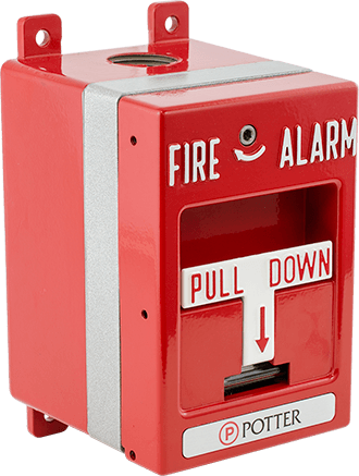 Potter RMS-6T-EXP-WP fire alarm sensor with fire alarm system components and wiring, designed for safety and detection.