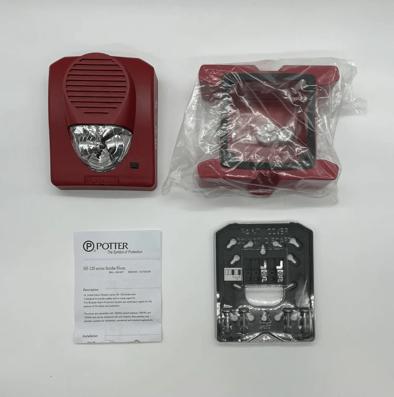 Potter SH-120R Jem Systems Canada alarm panel with digital display and control buttons on a white background.