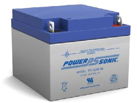 Power Sonic PS-12260 NB2 industrial battery with terminals, designed for reliable power supply applications.