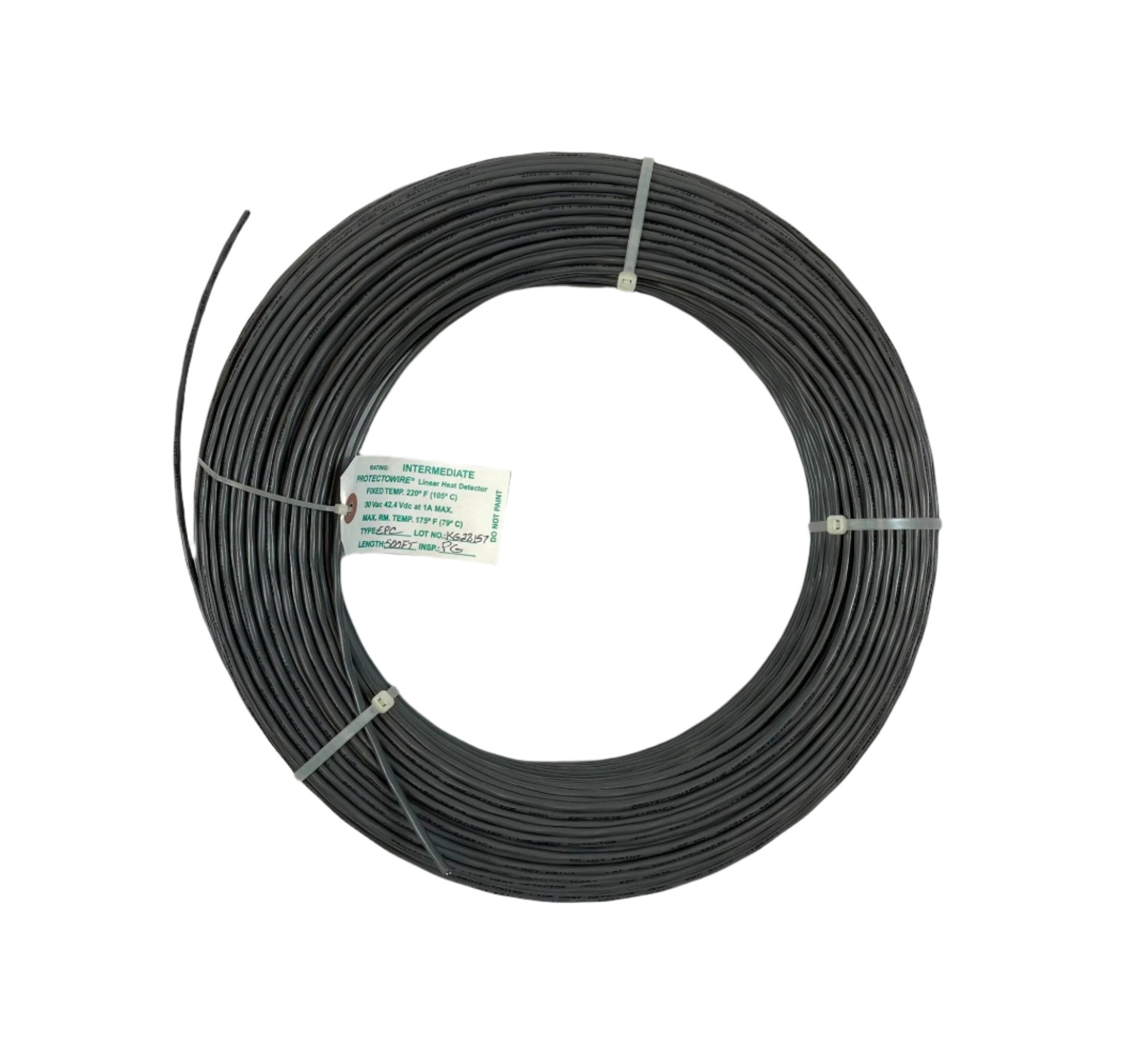 Protectowire PHSC-220-EPC linear heat detection cable installed in an industrial setting for fire safety.