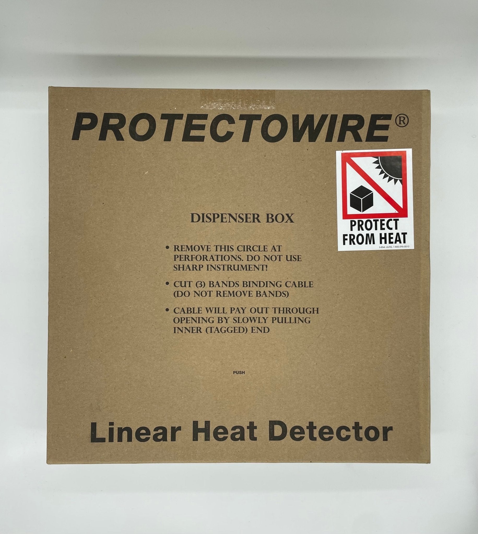 Protectowire PHSC-155-EPC linear heat detection cable installed, used for fire alarm systems in commercial buildings.