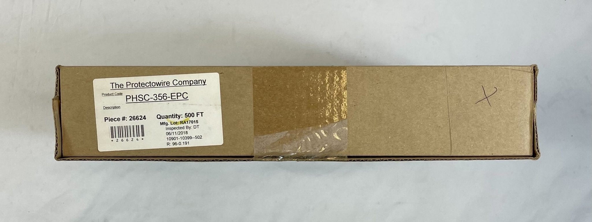 Protectowire PHSC-356-EPC linear heat detection cable installed in a ceiling for fire safety monitoring.