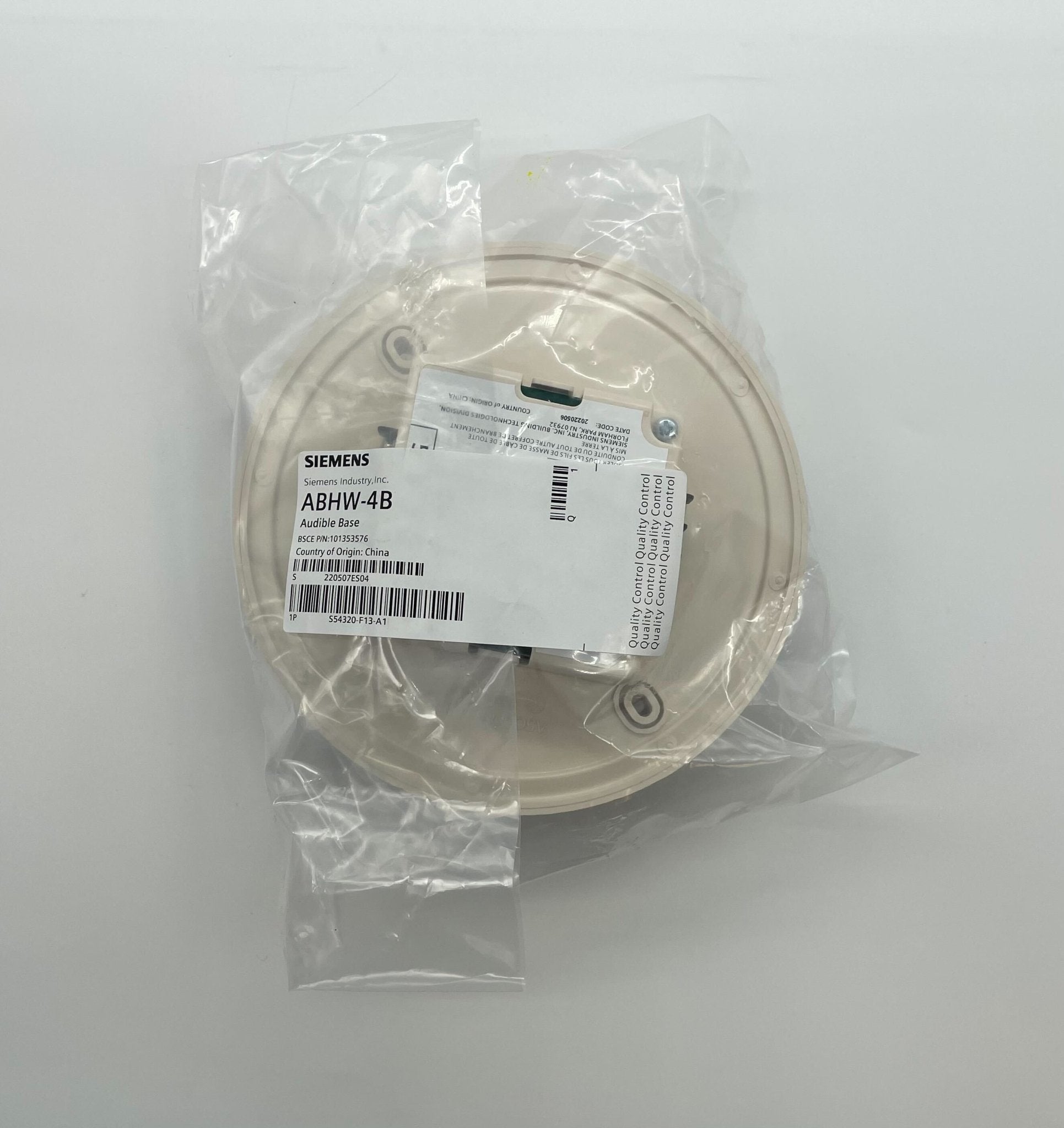 Siemens ABHW-4B base, industrial electrical component with mounting features, designed for electrical system connections.
