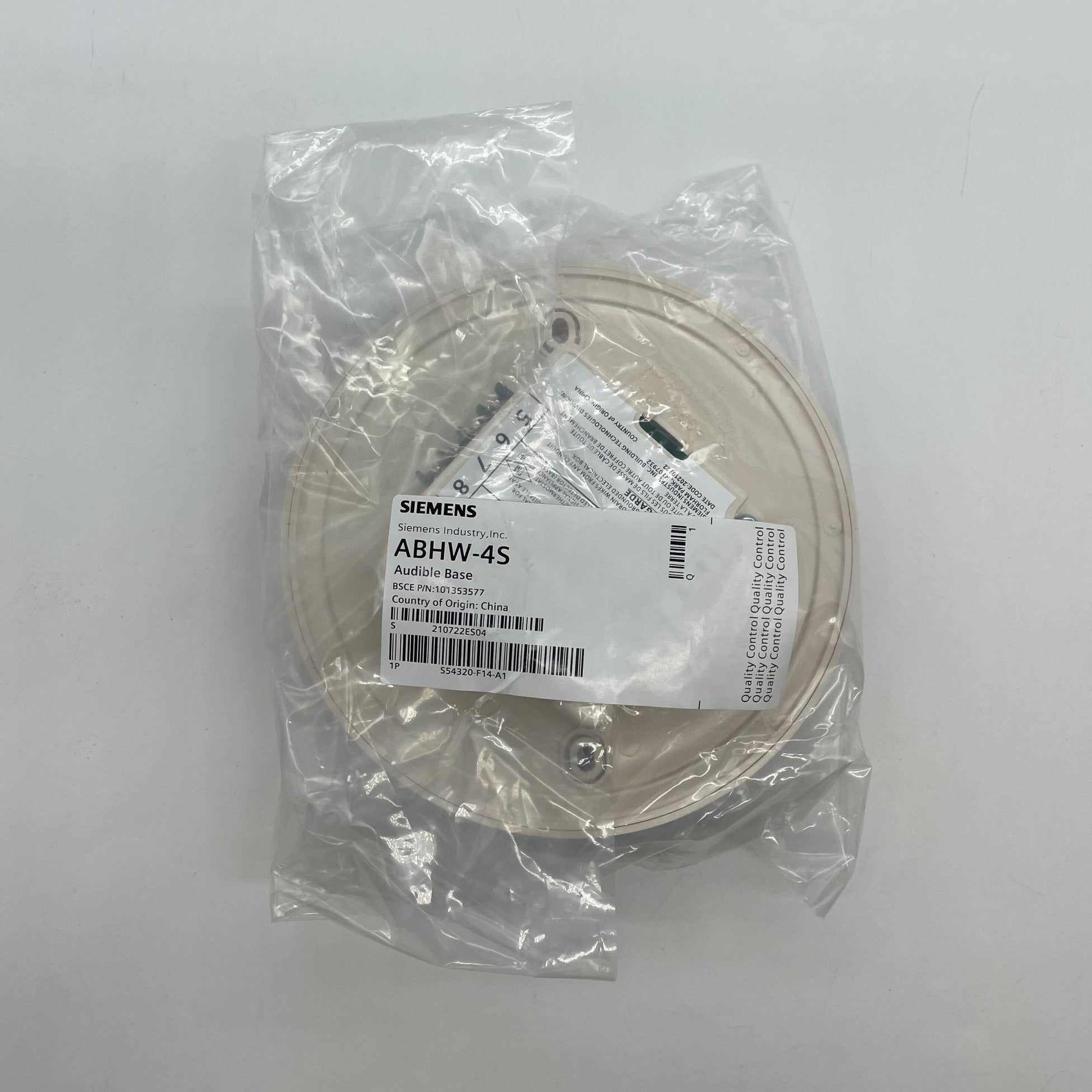Siemens ABHW-4S base, electrical component for systems, shown with detailed labels and connectors on a neutral background.