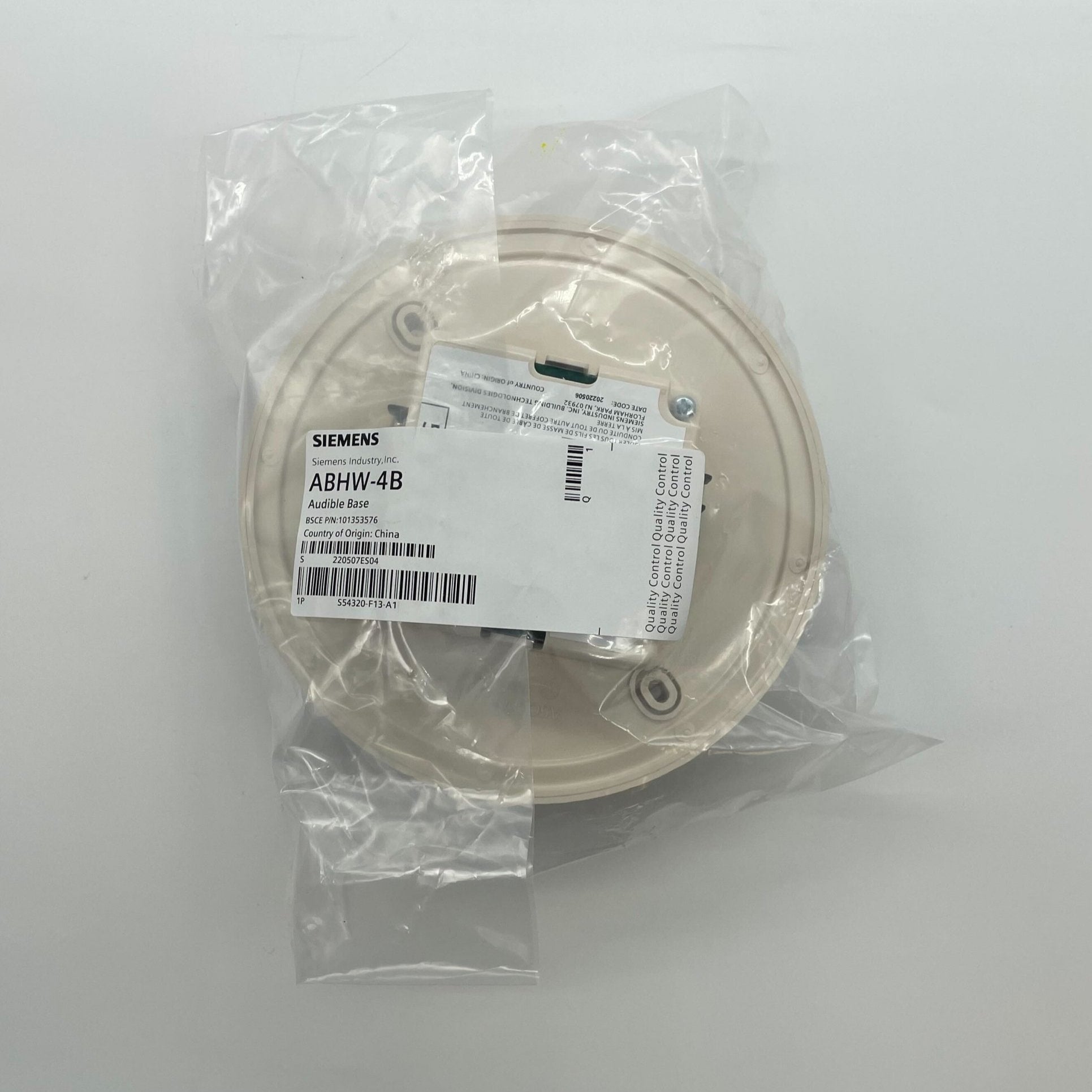Siemens ABHW-4B base, industrial electrical component with mounting features, designed for electrical system connections.
