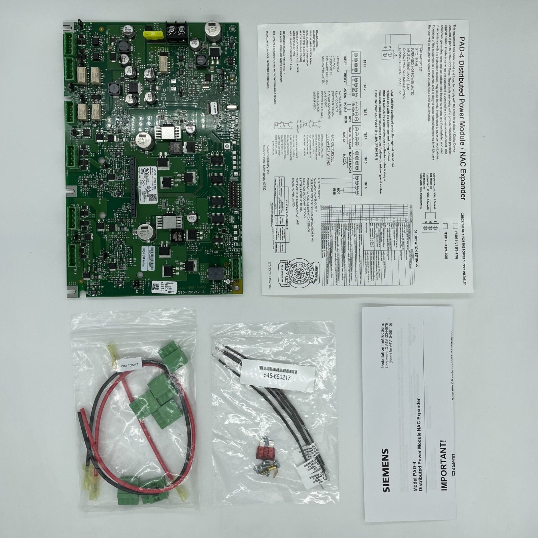 Siemens PAD-4-MB fire alarm panel mounted on wall, part of Siemens fire alarm system for building safety.