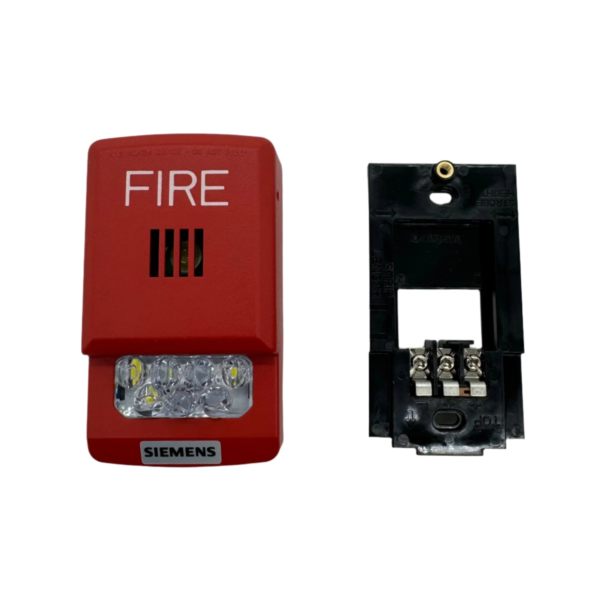 Siemens fire alarm sensor, part of the SL2HSWR-F system, with visible sensor components and wiring for fire safety detection.