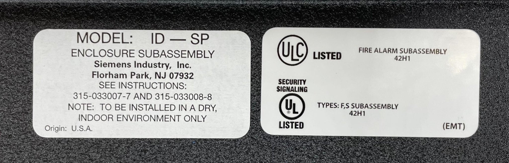 Siemens ID-SP fire alarm device with sensor and control panel, designed for building safety and fire detection systems.