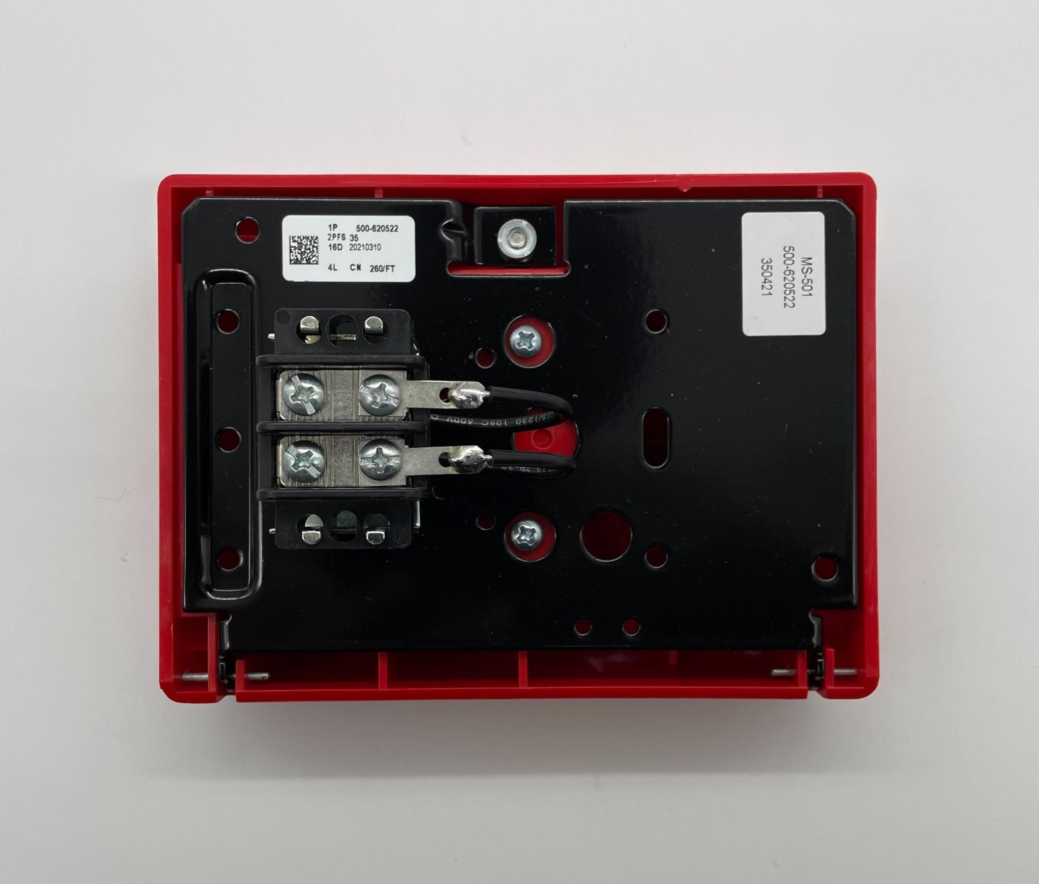 Siemens MS-501 fire alarm device, wall-mounted smoke detector with alarm indicator and test button, for safety and fire prevention.