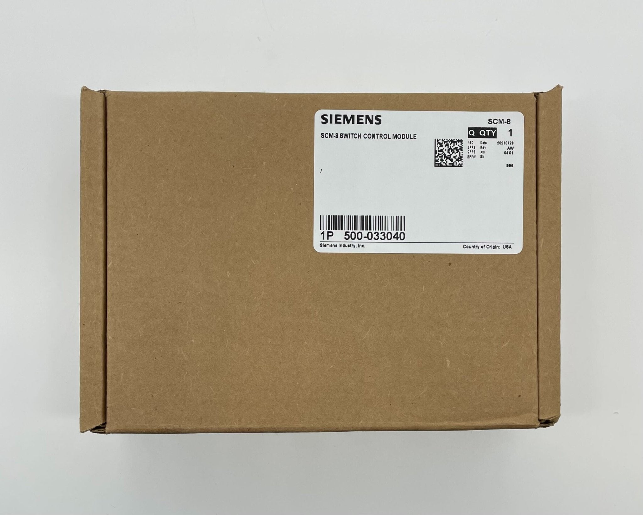 Siemens SCM-8 module showing electronic components and connection ports, used in industrial automation systems.