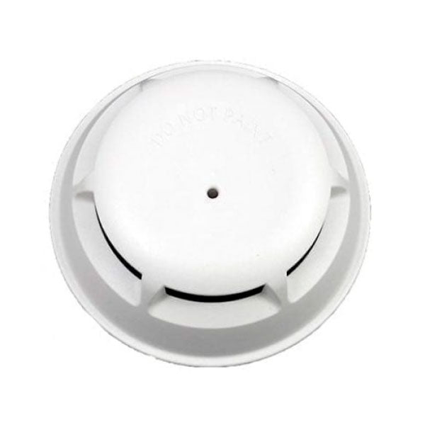 Siemens FDO421 smoke detector with round white casing and test button, designed for residential safety systems.