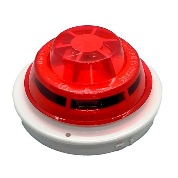Siemens HFP-11 smoke detector mounted on ceiling, black plastic casing, alert indicator light, designed for home safety.
