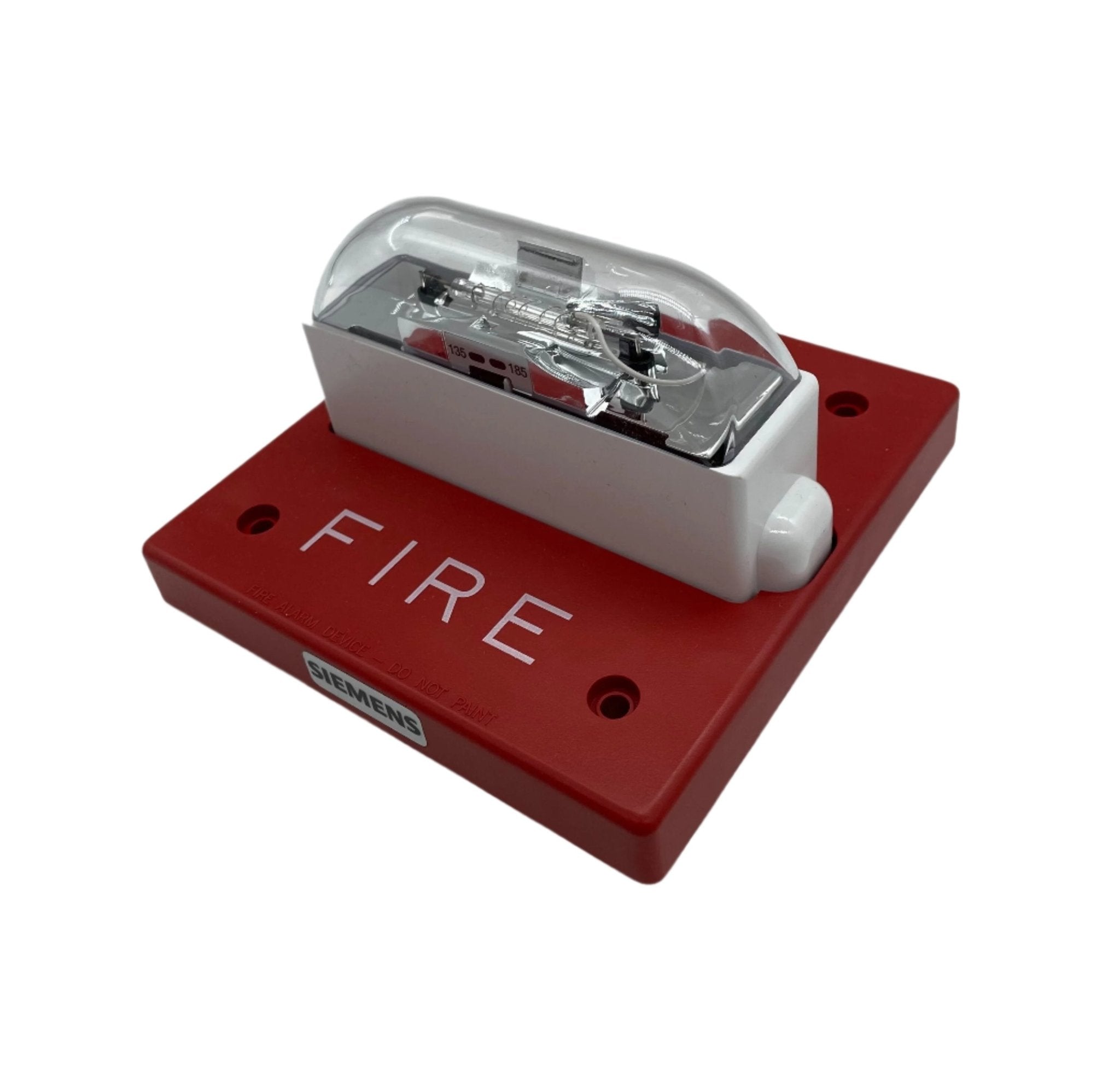 Siemens ST-HMC-R-WP strobe light with protective casing, used for visual signaling in industrial safety systems.