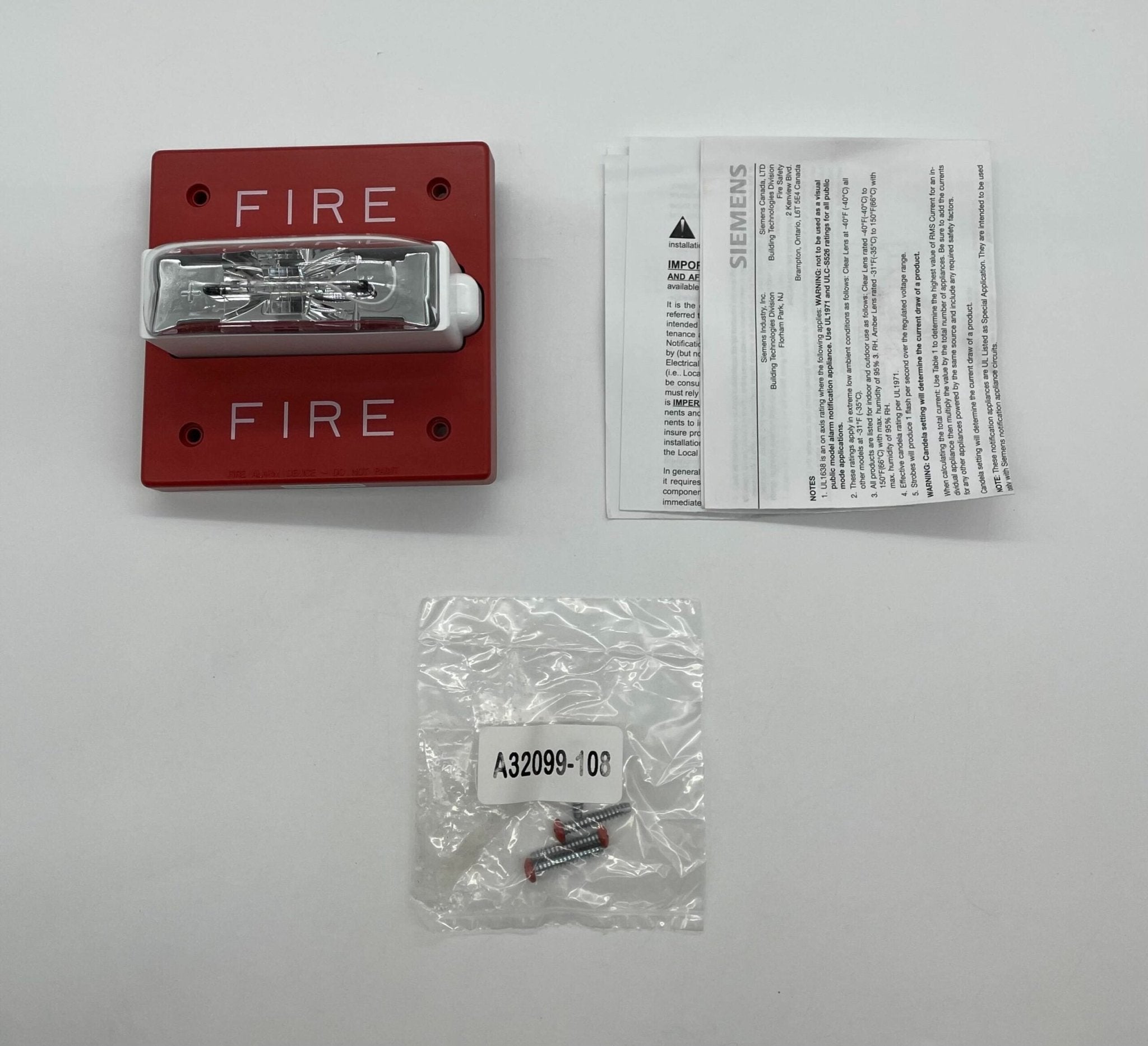 Siemens ST-HMC-R-WP strobe light with red lens and durable housing, designed for industrial signaling applications.