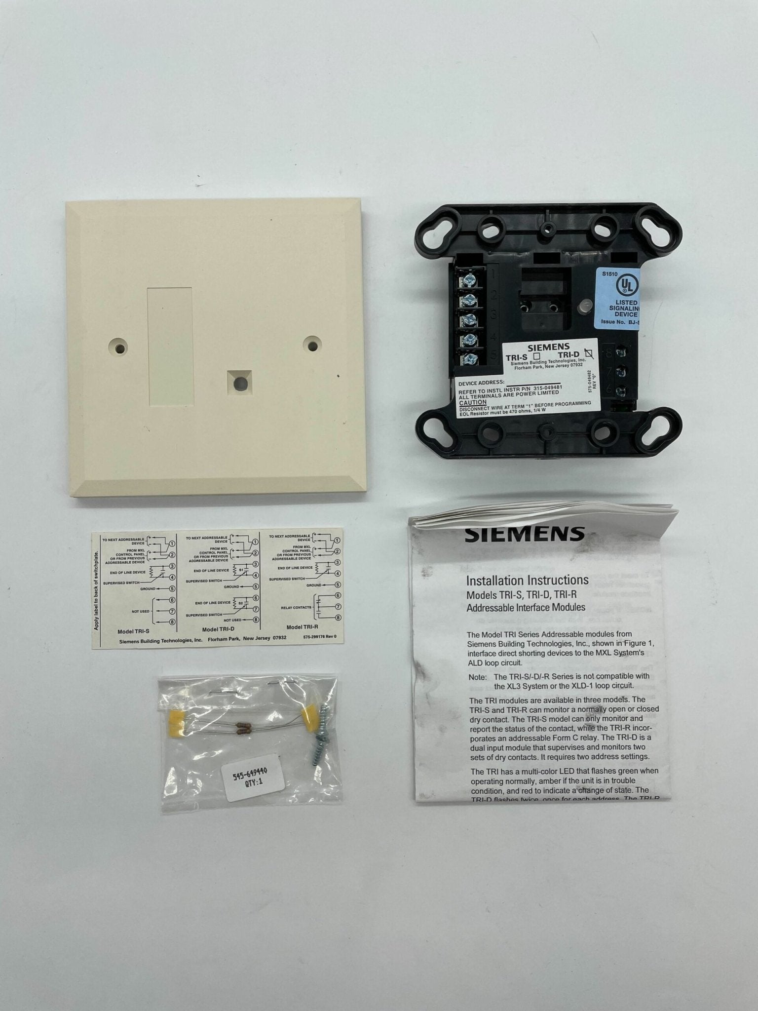 Siemens TRI-D modules by Siemens, showing electronic modules with multiple connection ports and circuit components.