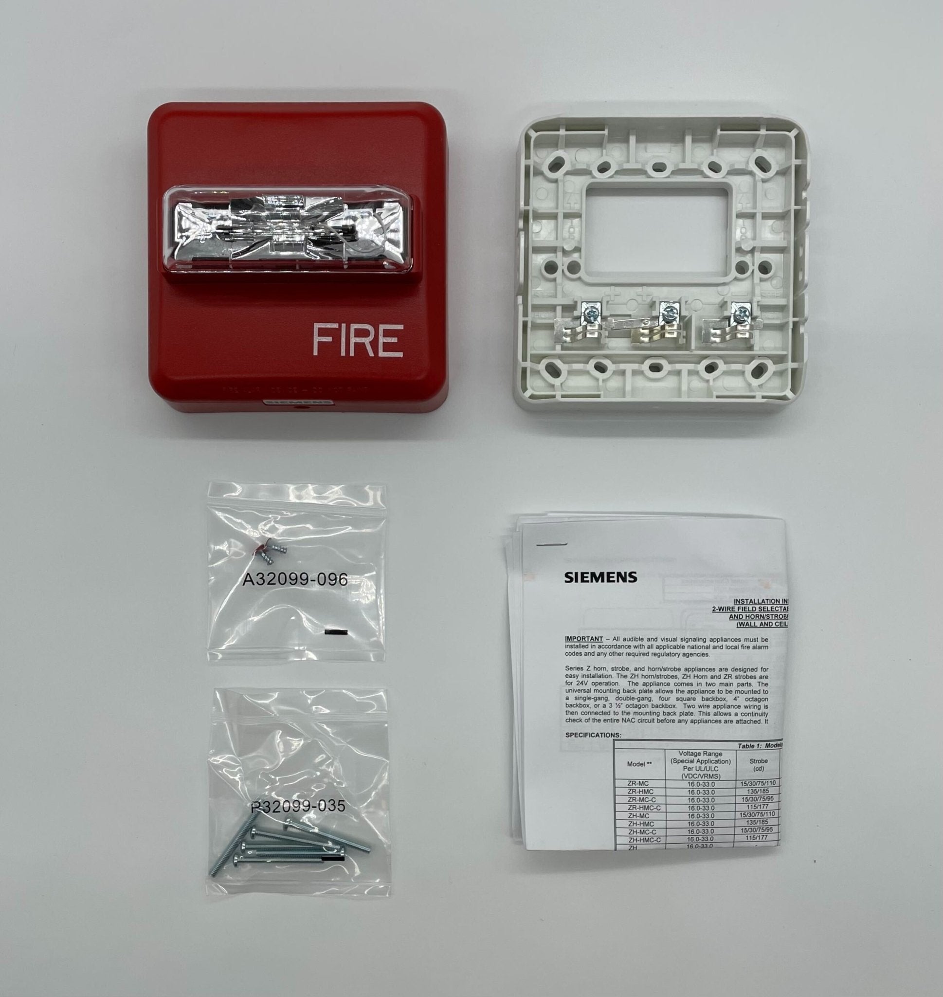 Siemens ZR-HMC-R strobe light mounted on a panel, used for warning signals and safety alerts in industrial settings.