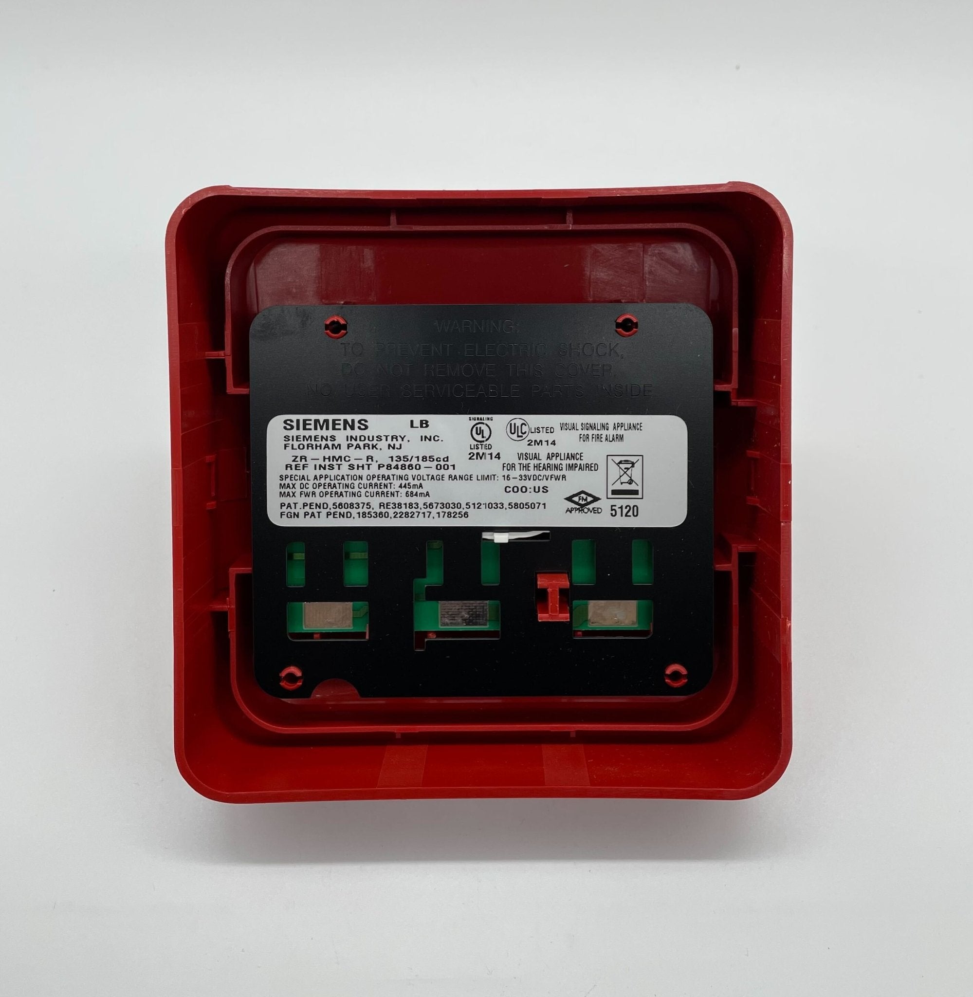 Siemens ZR-HMC-R strobe light with LED indicator and mounting hardware for industrial signaling systems.